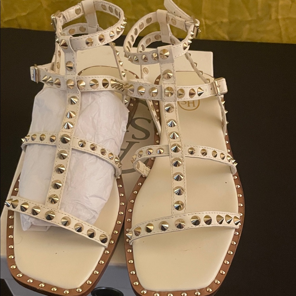 Ash Cream Studded Sandals